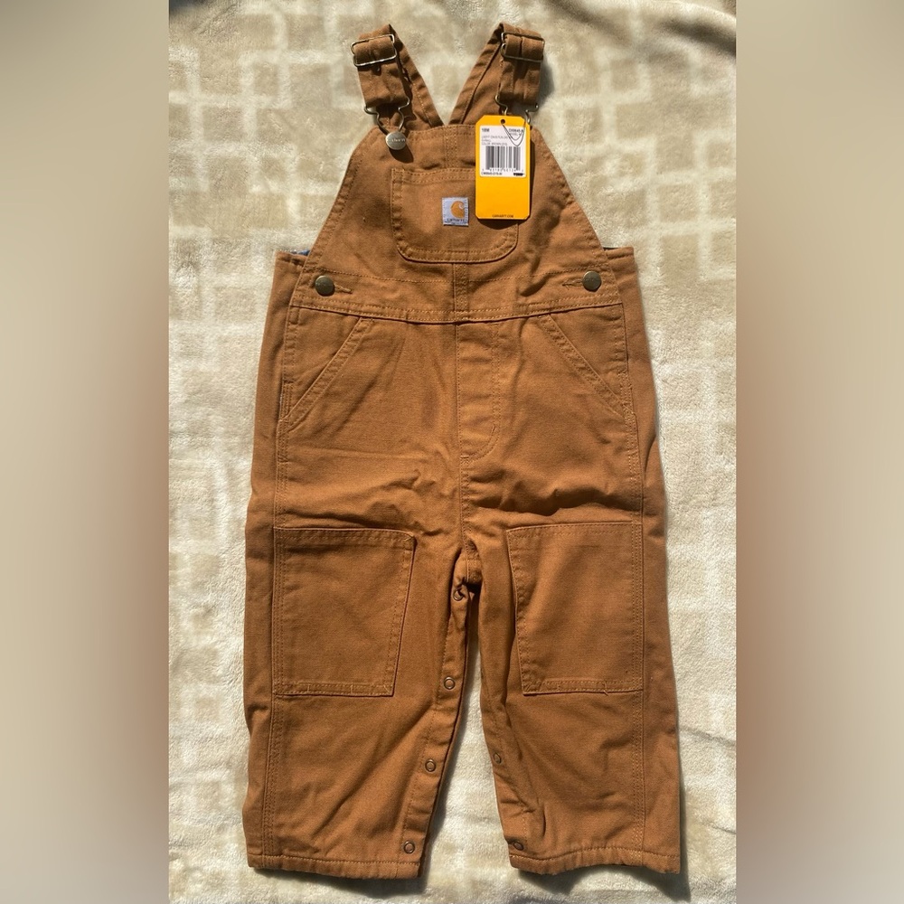 Carhartt Baby Boys Canvas Overall Flannel Lined